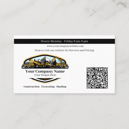 Professional Heavy Equipment Construction Company  Visitenkarte (Rückseite)