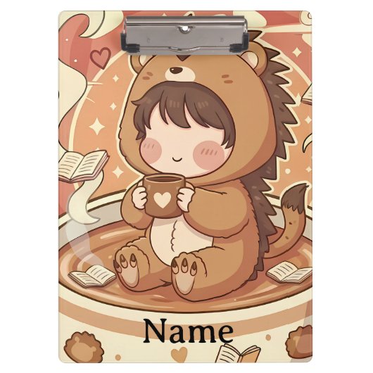 Professional Hedgehog Chibi Office Clipboard Klemmbrett (Vorderseite)