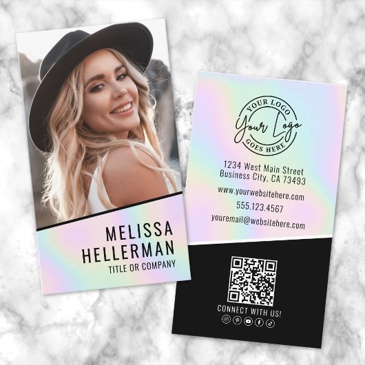 Professional Holographic Photo Logo Vertical Visitenkarte