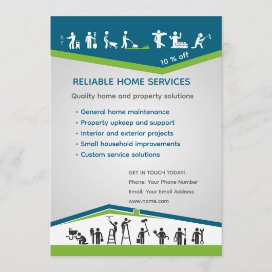 Professional Home Maintenance Flyer Template Einladung (Vorderseite)