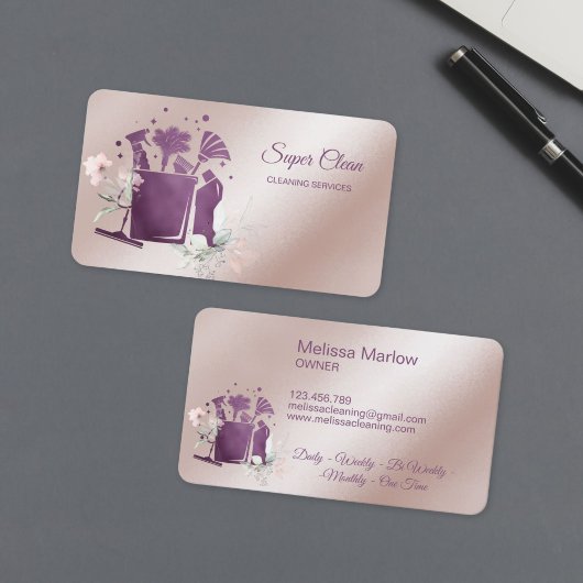 Professional House Cleaning Rose Gold Glitter Chic Visitenkarte