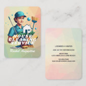 Professional House Cleaning Service Housekeeping Visitenkarte (Vorne/Hinten)