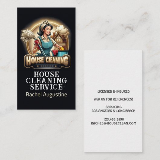 Professional House Cleaning Service Housekeeping Visitenkarte (Vorne/Hinten)