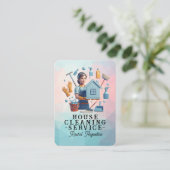 Professional House Cleaning Service Housekeeping Visitenkarte (Stehend Vorderseite)