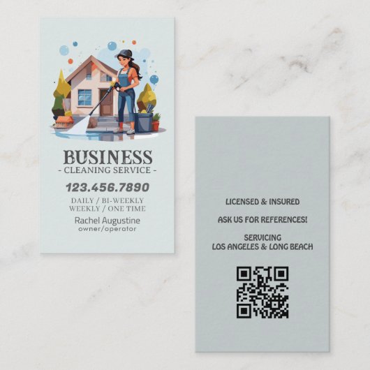 Professional House Cleaning Service Housekeeping Visitenkarte (Vorne/Hinten)