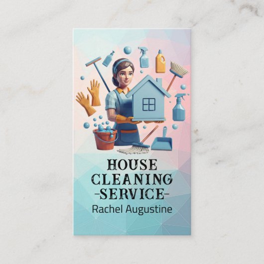 Professional House Cleaning Service Housekeeping Visitenkarte (Vorderseite)