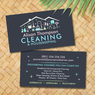 Professional House Cleaning Services Business Card Visitenkarte