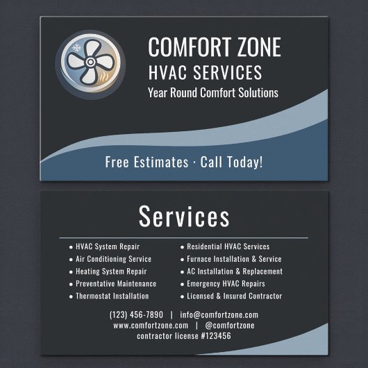 Professional HVAC Heating & Air Conditioning Visitenkarte