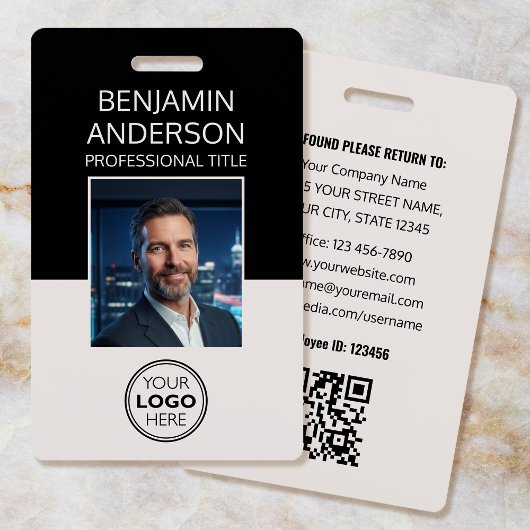 Professional ID Photo Logo Employee Off-White Ausweis