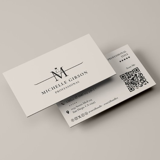 Professional Initial Crown Monogram Sand Marketing Visitenkarte