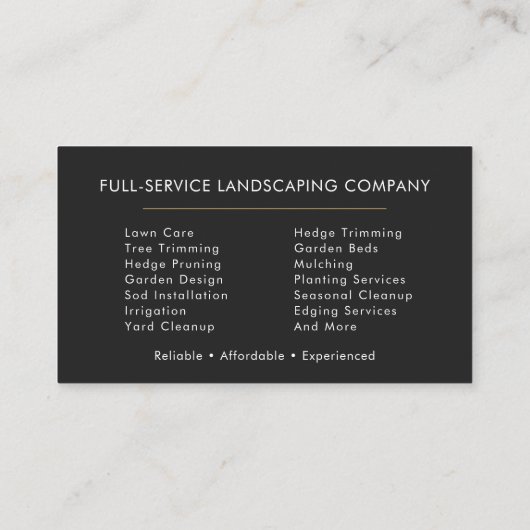 Professional Landscaping Company Lawn Service Visitenkarte (Rückseite)