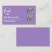 Professional Lavender Logo QR Code Modern Visitenkarte (Vorne/Hinten)