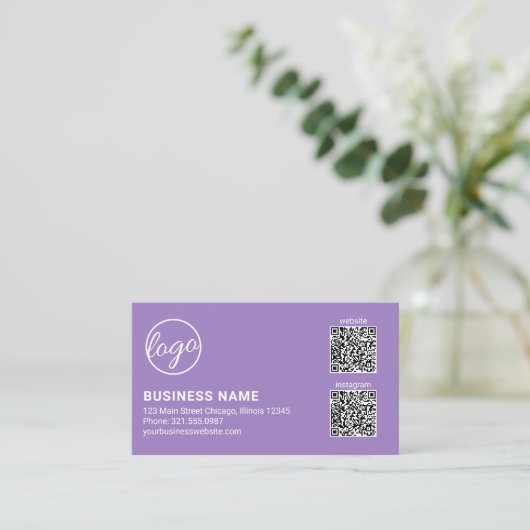 Professional Lavender Logo QR Code Modern Visitenkarte (Stehend Vorderseite)