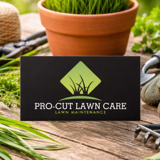 Professional Lawn Maintenance Grass Logo Black Visitenkarte
