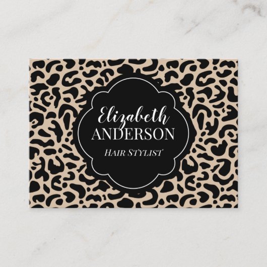 Professional Leopard Print Hair Stylist Visitenkarte (Vorderseite)