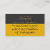 Professional Licensed Electrician Electrical Work Visitenkarte (Rückseite)