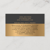 Professional Licensed Electrician Electrical Work Visitenkarte (Rückseite)