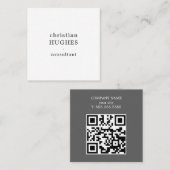 Professional Light Grey White Consultant QR code Quadratische Visitenkarte (Vorne/Hinten)