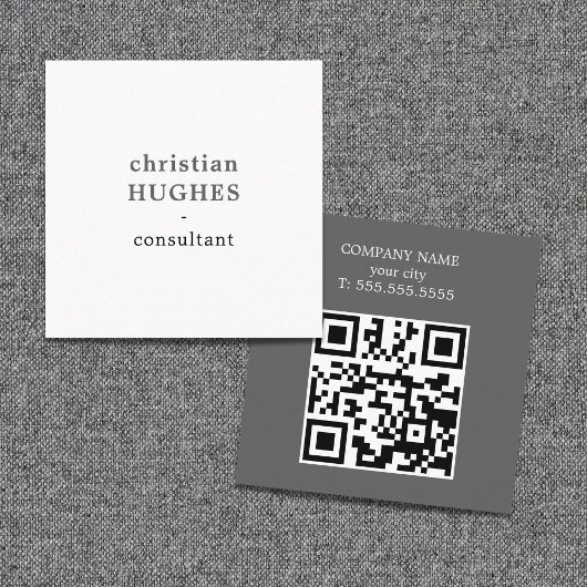 Professional Light Grey White Consultant QR code Quadratische Visitenkarte