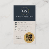 Professional Linen Photo QR Code Modern Visitenkarte (Rückseite)