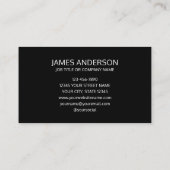 Professional Logo Business Card Minimalist Black Visitenkarte (Rückseite)