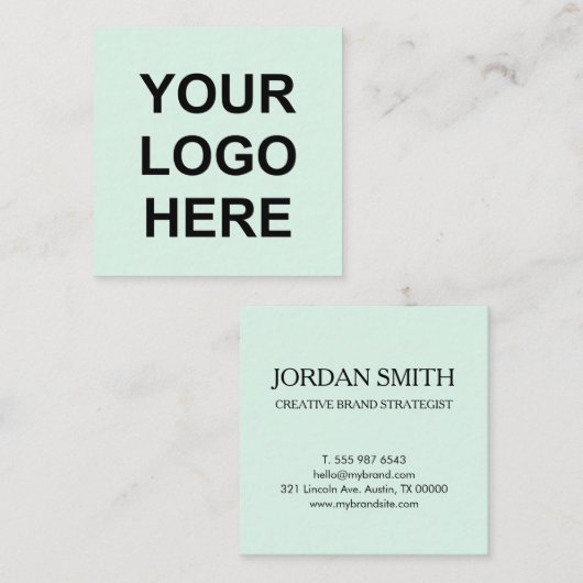 Professional Logo Minimal Modern Mint Green   Quadratische Visitenkarte (Vorne/Hinten)
