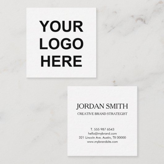 Professional Logo Minimal Modern White  Quadratische Visitenkarte (Vorne/Hinten)