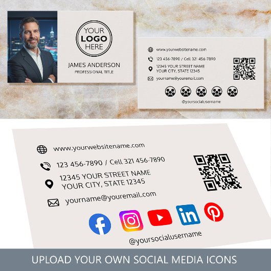 Professional Logo Photo Social Media QR Code Visitenkarte