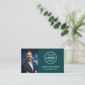 Professional Logo Profile Photo Social Media Teal Visitenkarte (Stehend Vorderseite)