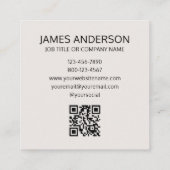 Professional Logo QR Code Minimalist Off-White Quadratische Visitenkarte (Rückseite)