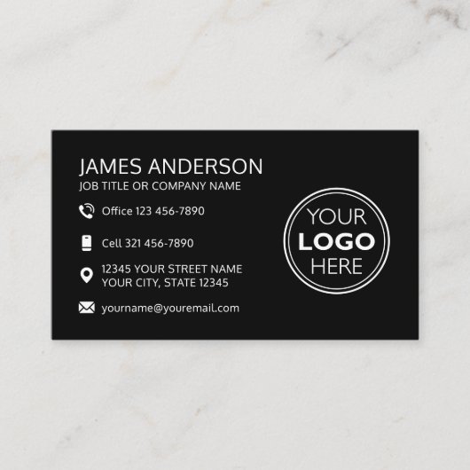 Professional Logo Social Media QR Code Black Visitenkarte (Vorderseite)