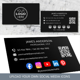 Professional Logo Social Media QR Code Black Visitenkarte