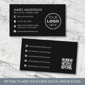 Professional Logo Social Media QR Code Black Visitenkarte