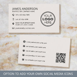 Professional Logo Social Media QR Code Off-White Visitenkarte