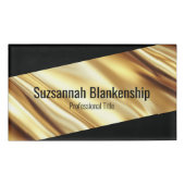 Professional Luxury Gold Ribbon Black Text Namenschild (Vorderseite)