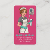 Professional Maid House Cleaning Housekeeping Pink Visitenkarte (Vorderseite)