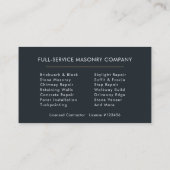 Professional Masonry Bricklayer Brick Company Visitenkarte (Rückseite)