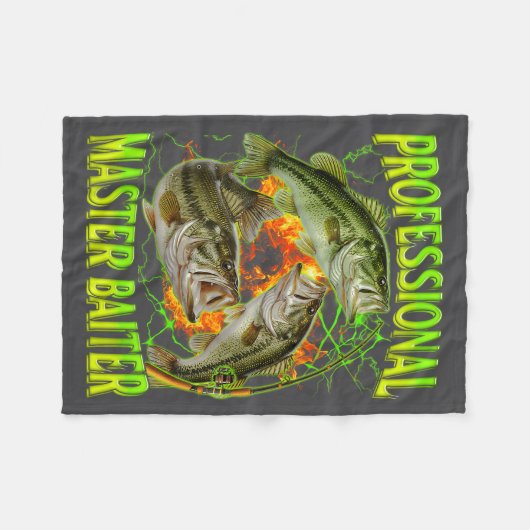 Professional Master Baiter Funny Fishing Meme Boot Fleecedecke (Vorderseite (Horizontal))