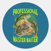 Professional Master Baiter Funny Fishing Meme Boot Runder Aufkleber (Vorderseite)