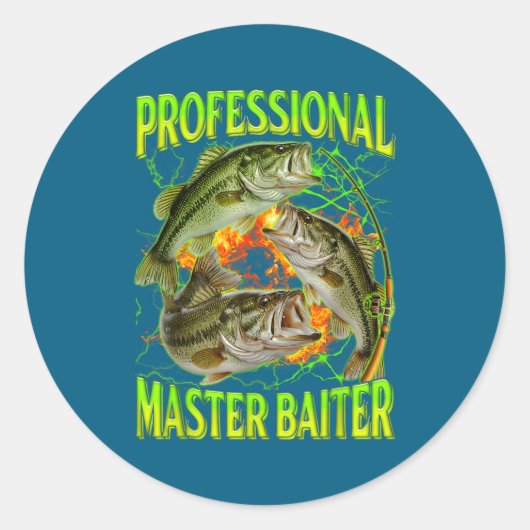 Professional Master Baiter Funny Fishing Meme Boot Runder Aufkleber (Vorderseite)