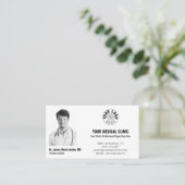 Professional Medical Doctor Photo & Logo, QR Code  Visitenkarte (Stehend Vorderseite)