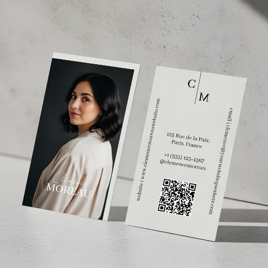Professional Minimal Elegant Modern Photo QR Code Visitenkarte