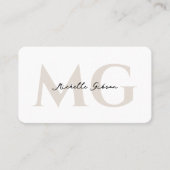 Professional Minimal White Sand Initials Visitenkarte (Vorderseite)