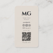 Professional Minimal White Sand Initials Visitenkarte (Rückseite)