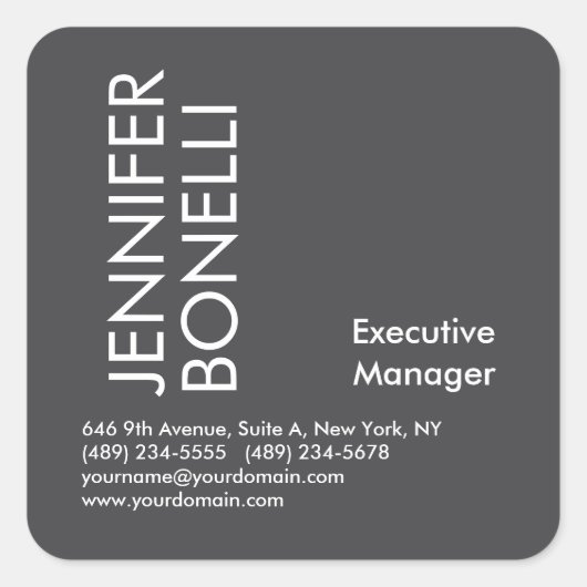 Professional minimalist modern bold text grey  quadratischer aufkleber (Vorderseite)