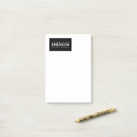 Professional minimalist modern plain black white post-it klebezettel (Auf Schreibtisch)