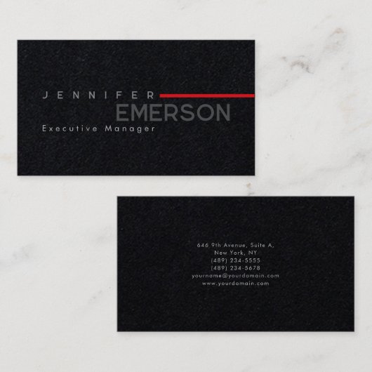 Professional minimalist modern plain premium black visitenkarte (Vorne/Hinten)