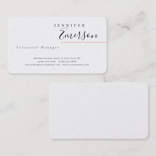 Professional minimalist modern plain premium pearl visitenkarte (Vorne/Hinten)