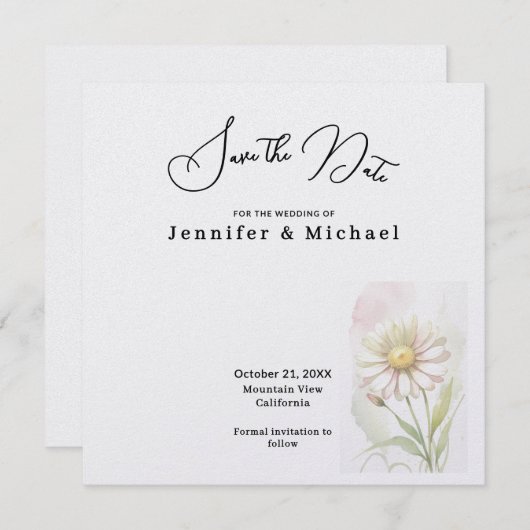 Professional Minimalist Modern Plain Simple Save The Date (Vorne/Hinten)