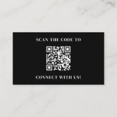 Professional Minimalist QR Code Logo Black Visitenkarte (Rückseite)